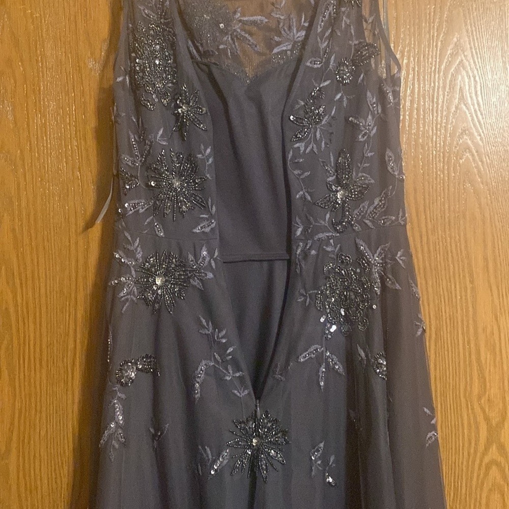 🎉Host Puck🎉 NWT Aidan Mattox Size 6 Charcoal with Sequins Gown - Picture 10 of 12
